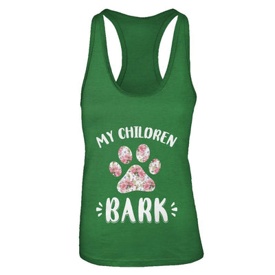 My Children Bark Dog Mom Mommy Mothers Day-T-Shirt & Tank Top-Women's Ideal Racerback Tank-Kelly Green