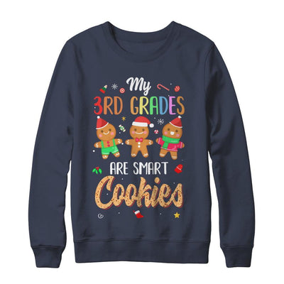Teacher My 3th Graders Are Smart Cookies Christmas-T-Shirt & Sweatshirt-Crewneck Sweatshirt-Navy