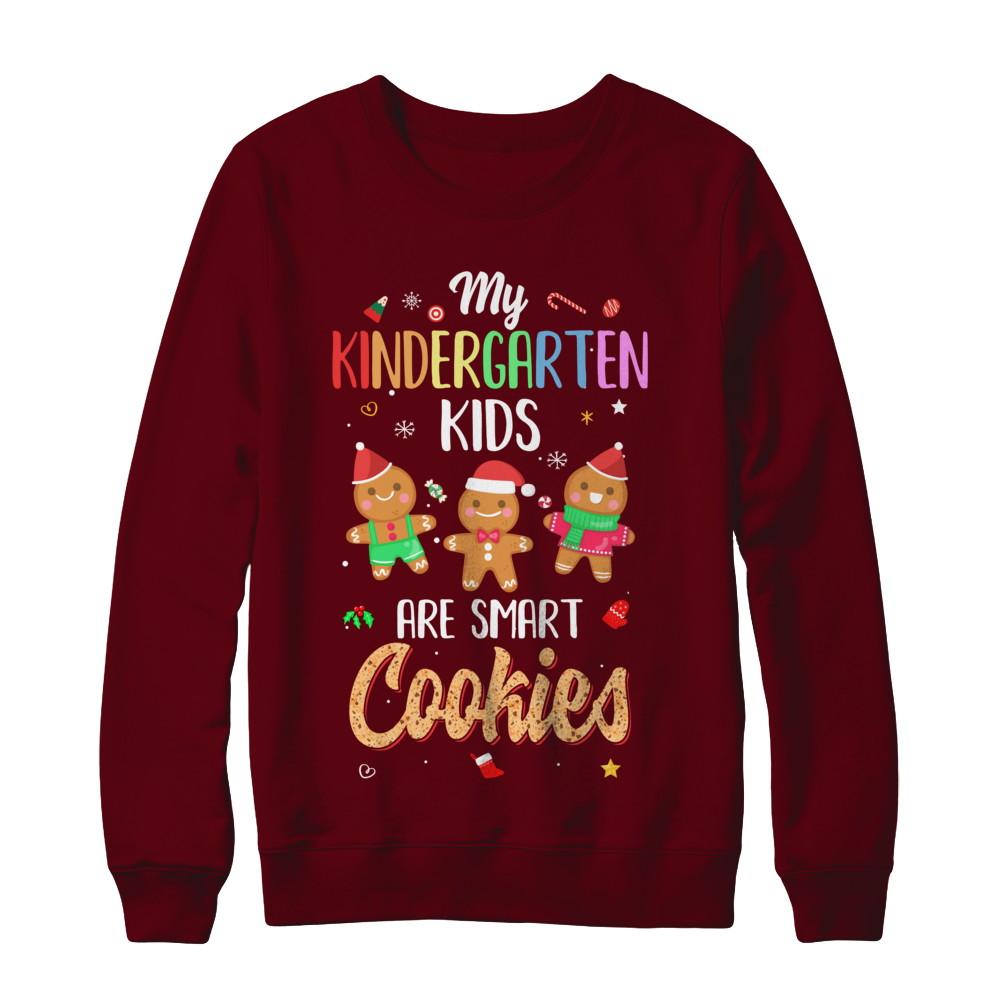 Teacher My Kindergarten Kids Are Smart Cookies Christmas-T-Shirt & Sweatshirt-Crewneck Sweatshirt-Maroon
