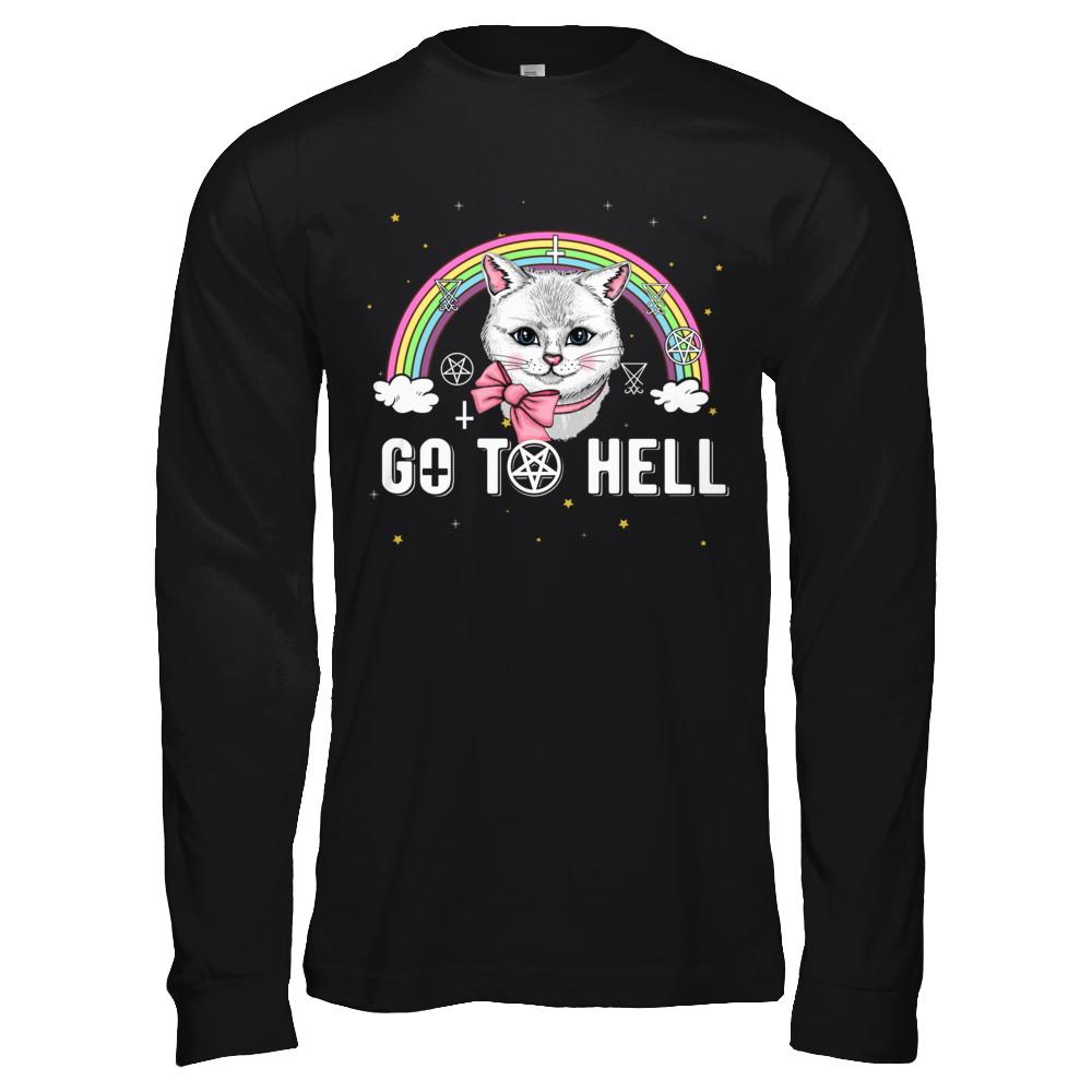 Heavy Metal Metalhead Cats Go To Hell-T-Shirt & Hoodie-Long Sleeve T-Shirt-Black
