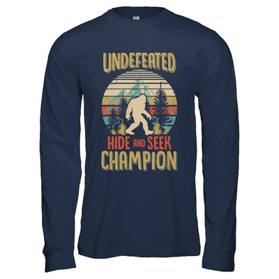 Vintage Bigfoot Undefeated Hide And Seek Champion-T-Shirt & Hoodie-Long Sleeve T-Shirt-Navy