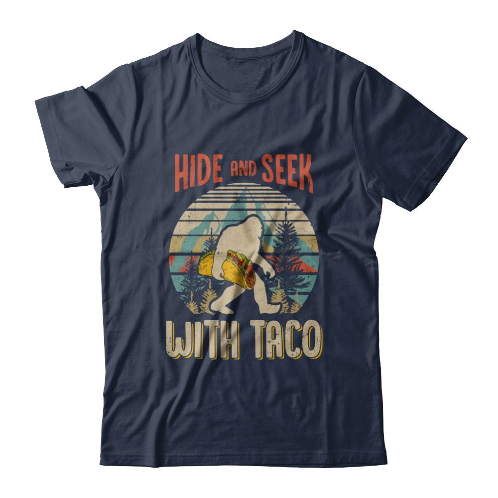 Bigfoot Carrying Taco Hide And Seek Sasquatch-T-Shirt & Hoodie-Classic T-Shirt-Navy