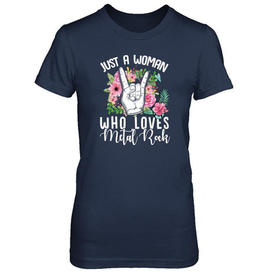 Just A Woman Who Loves Metal Rock-T-Shirt & Tank Top-Women's T-Shirt-Navy