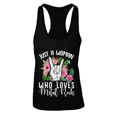 Just A Woman Who Loves Metal Rock-T-Shirt & Tank Top-Women's Ideal Racerback Tank-Black