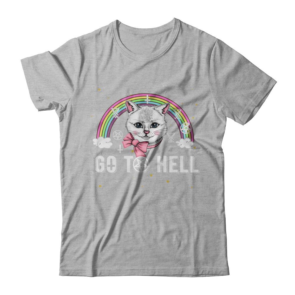 Heavy Metal Metalhead Cats Go To Hell-T-Shirt & Hoodie-Premium T-Shirt-Heather Gray