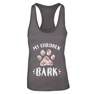 My Children Bark Dog Mom Mommy Mothers Day-T-Shirt & Tank Top-Women's Ideal Racerback Tank-Dark Grey