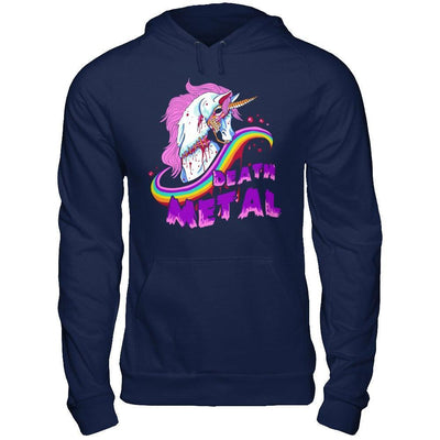 Zombie Unicorn Death Metal Rocker-T-Shirt & Hoodie-Pullover Hoodie-Navy