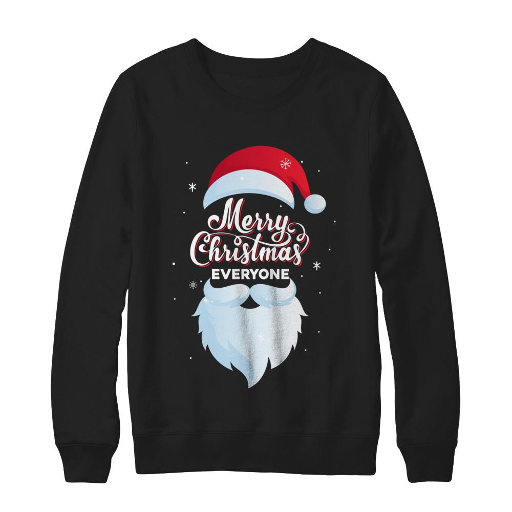 Santa Claus Merry Christmas Everyone Message For Xmas-T-Shirt & Sweatshirt-Crewneck Sweatshirt-Black