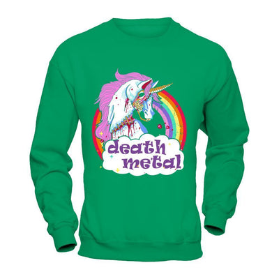 Zombie Unicorn Death Metal-T-Shirt & Hoodie-Crewneck Sweatshirt-Irish Green