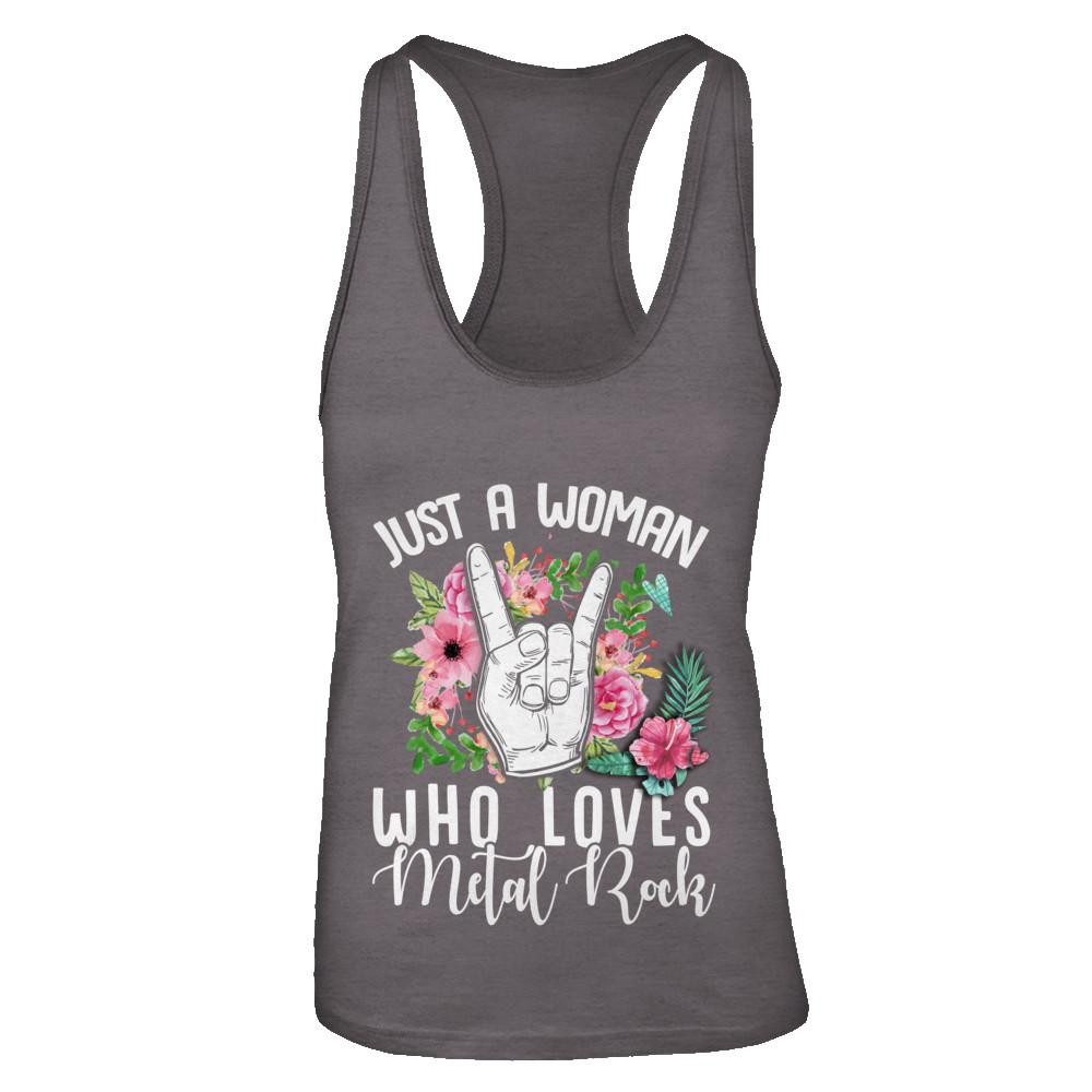 Just A Woman Who Loves Metal Rock-T-Shirt & Tank Top-Women's Ideal Racerback Tank-Dark Grey