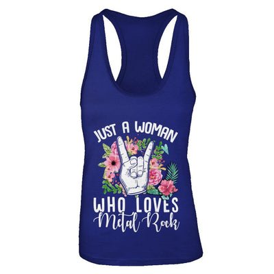Just A Woman Who Loves Metal Rock-T-Shirt & Tank Top-Women's Ideal Racerback Tank-Royal