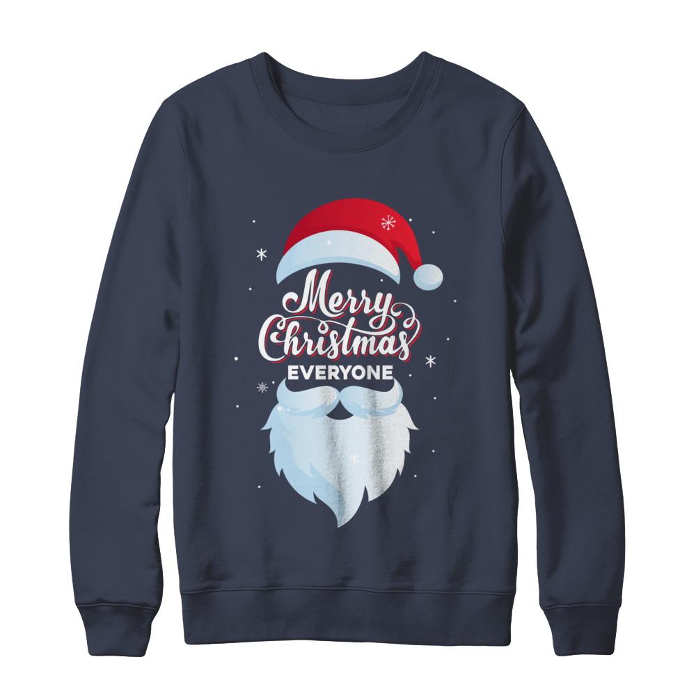 Santa Claus Merry Christmas Everyone Message For Xmas-T-Shirt & Sweatshirt-Crewneck Sweatshirt-Navy