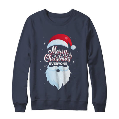 Santa Claus Merry Christmas Everyone Message For Xmas-T-Shirt & Sweatshirt-Crewneck Sweatshirt-Navy