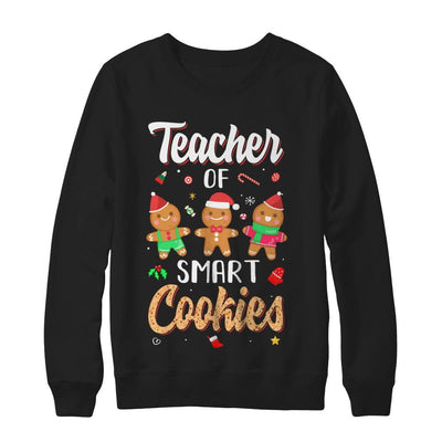 Cute Teacher Of Smart Cookies Merry Xmas Christmas-T-Shirt & Sweatshirt-Crewneck Sweatshirt-Black