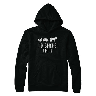 I'd Smoke That Fun BBQ Barbecue Smoker Chef-T-Shirt & Hoodie-Pullover Hoodie-Black