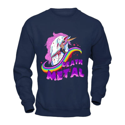 Zombie Unicorn Death Metal Rocker-T-Shirt & Hoodie-Crewneck Sweatshirt-Navy