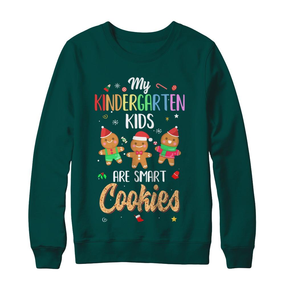 Teacher My Kindergarten Kids Are Smart Cookies Christmas-T-Shirt & Sweatshirt-Crewneck Sweatshirt-Deep Forest