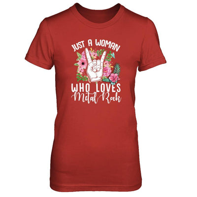Just A Woman Who Loves Metal Rock-T-Shirt & Tank Top-Women's T-Shirt-Red