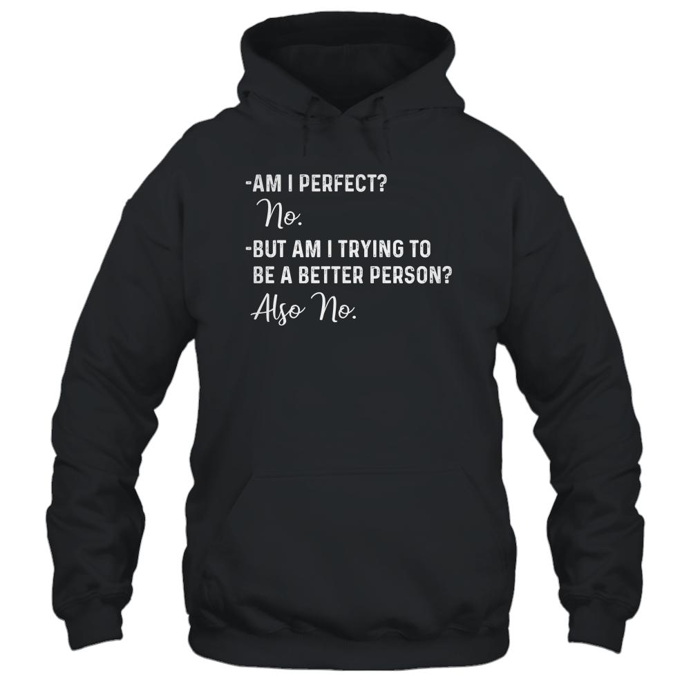 Am I Perfect No Am I Trying To Be A Better Person Funny-T-Shirt & Hoodie-Pullover Hoodie-Black