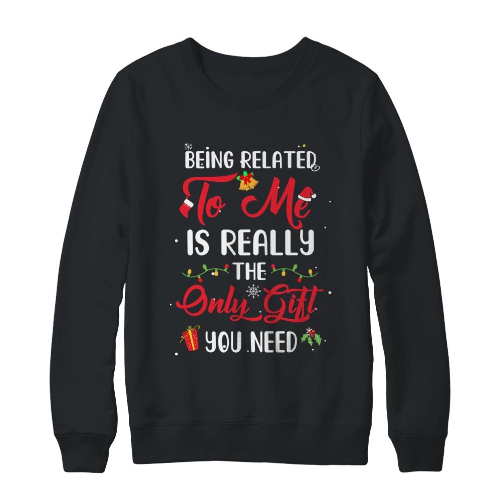 Being Related To Me Cute Christmas Family Xmas Pajama Couple-T-Shirt & Sweatshirt-Crewneck Sweatshirt-Black