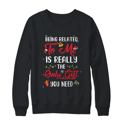 Being Related To Me Cute Christmas Family Xmas Pajama Couple-T-Shirt & Sweatshirt-Crewneck Sweatshirt-Black