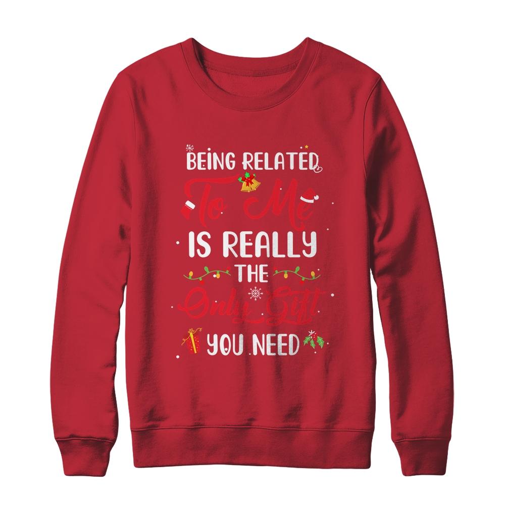 Being Related To Me Cute Christmas Family Xmas Pajama Couple-T-Shirt & Sweatshirt-Crewneck Sweatshirt-Red
