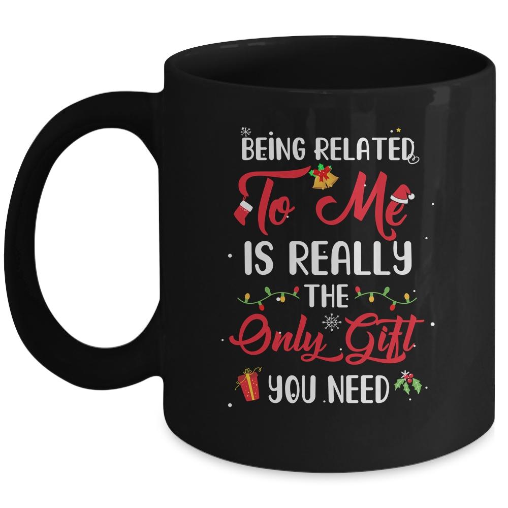 Being Related To Me Cute Christmas Family Xmas Pajama Couple Mug-Coffee Mug-Mug-Black