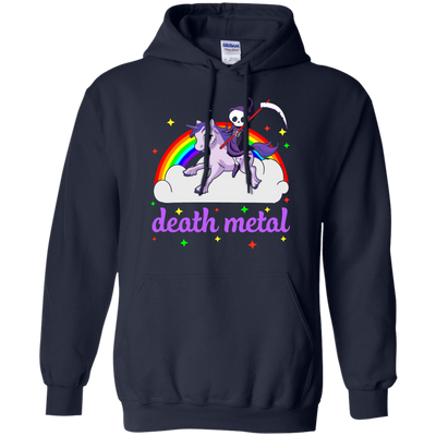 Rainbow Death Metal Rocker Unicorn-T-Shirt & Hoodie-Pullover Hoodie-Navy