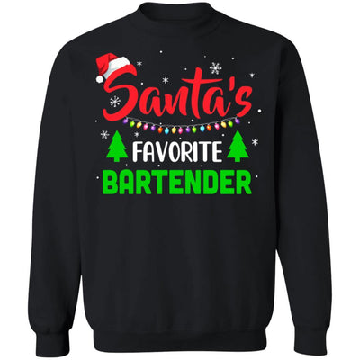 Santa's Favorite Bartender Funny Christmas Xmas Gifts-T-Shirt & Sweatshirt-Crewneck Sweatshirt-Black