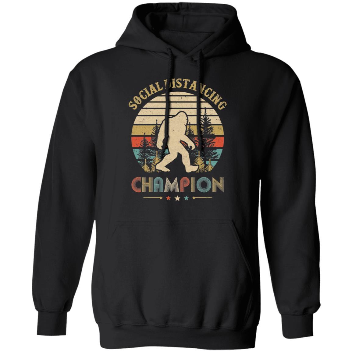 Bigfoot Social Distancing Champion-T-Shirt & Hoodie-Pullover Hoodie-Black