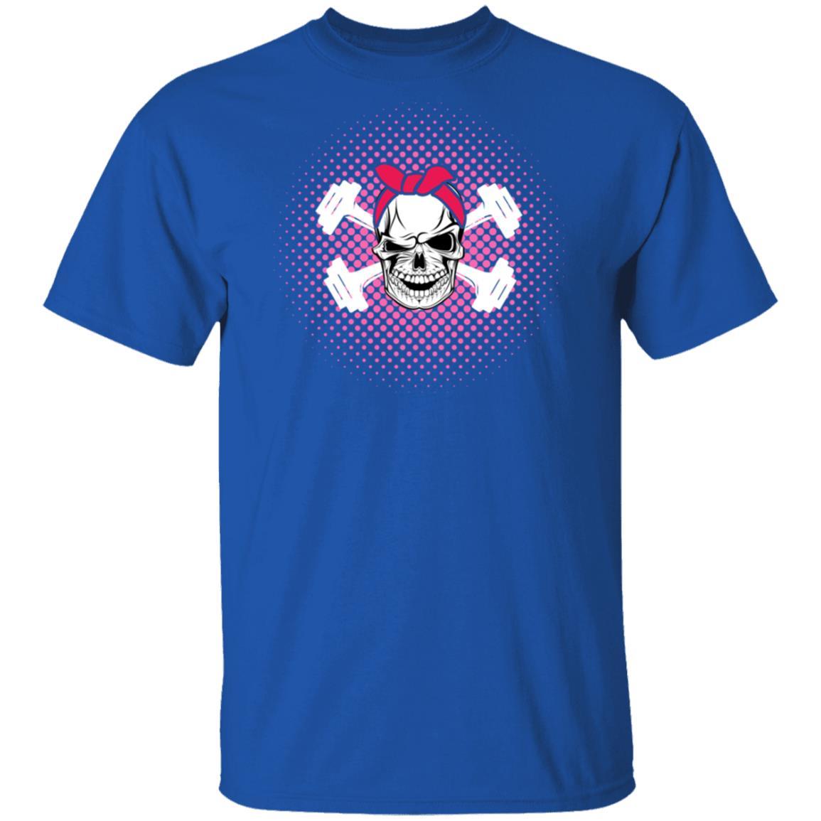Badass Lifting Strength Training Skull Barbell Fitness-T-Shirt & Tank Top-Classic T-Shirt-Royal