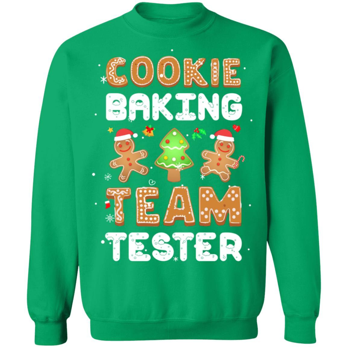 Cookie Baking Team Tester Gingerbread Christmas-T-Shirt & Sweatshirt-Crewneck Sweatshirt-Irish Green