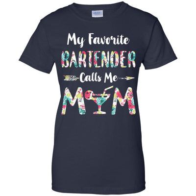 Floral My Favorite Bartender Calls Me Mom Mothers Day Gift-T-Shirt & Hoodie-Women's T-Shirt-Navy