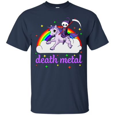 Rainbow Death Metal Rocker Unicorn-T-Shirt & Hoodie-Classic T-Shirt-Navy