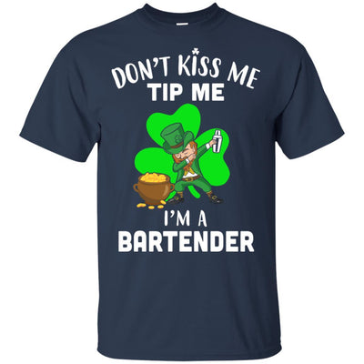 Funny Don't Kiss Me Tip Me I'm A Bartender St Patrick Day-T-Shirt & Hoodie-Classic T-Shirt-Navy
