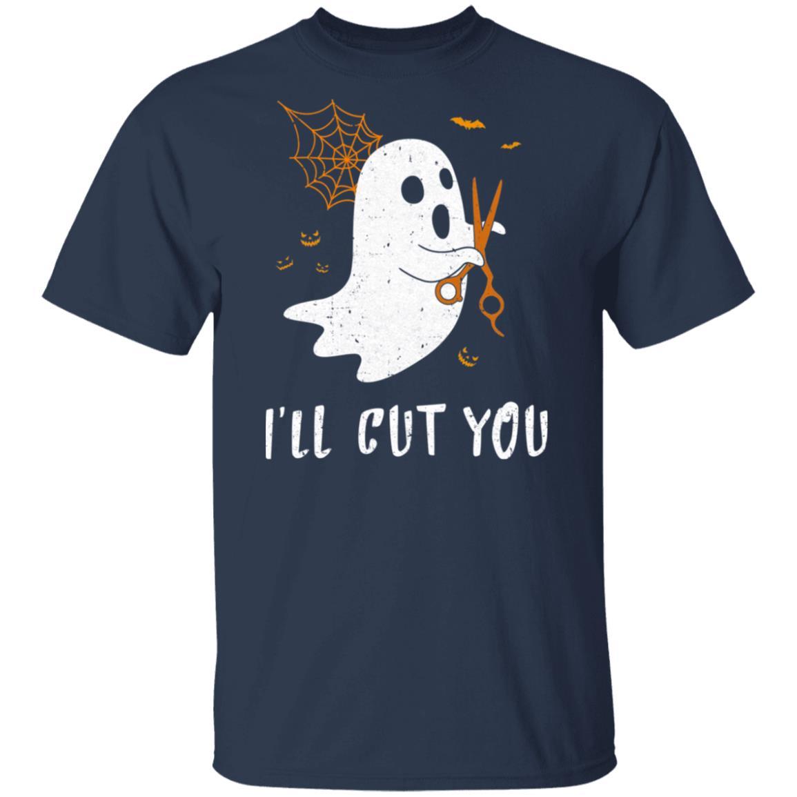 Halloween Boo Ghost I'll Cut You Barber Costume-T-Shirt & Hoodie-Classic T-Shirt-Navy