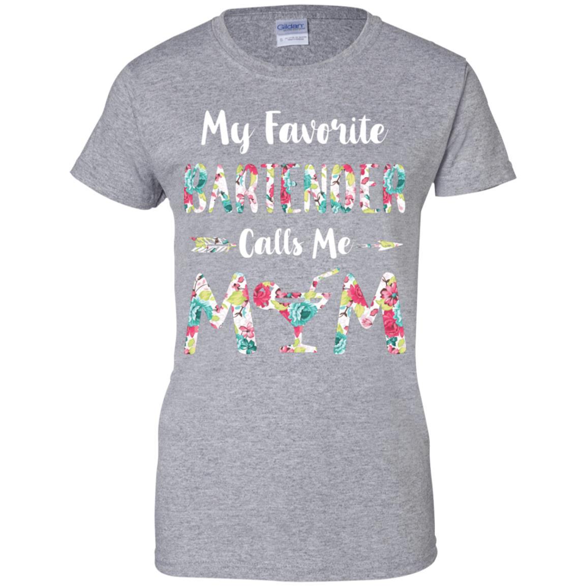 Floral My Favorite Bartender Calls Me Mom Mothers Day Gift-T-Shirt & Hoodie-Women's T-Shirt-Sport Grey