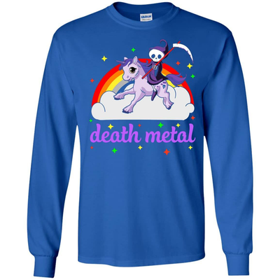 Death Metal Rocker Unicorn-T-Shirt & Hoodie-Long Sleeve T-Shirt-Royal
