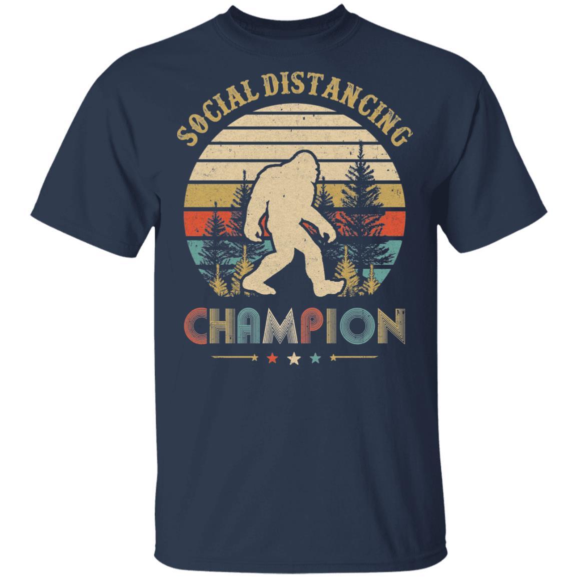 Bigfoot Social Distancing Champion-T-Shirt & Hoodie-Classic T-Shirt-Navy