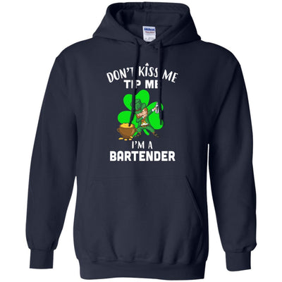 Funny Don't Kiss Me Tip Me I'm A Bartender St Patrick Day-T-Shirt & Hoodie-Pullover Hoodie-Navy