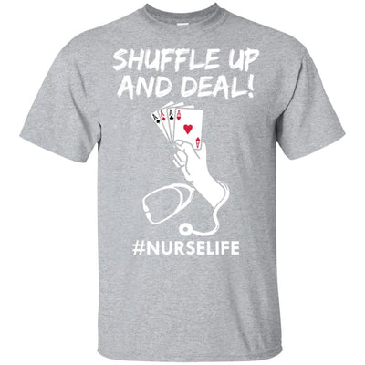 Funny Nurse Playing Cards Shuffle Up And Deal Poker-T-Shirt & Hoodie-Classic T-Shirt-Sport Grey
