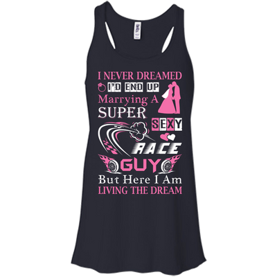 Marrying To A Super Sexy Race Guy-T-Shirt & Hoodie-Women's Flowy Racerback Tank-Midnight