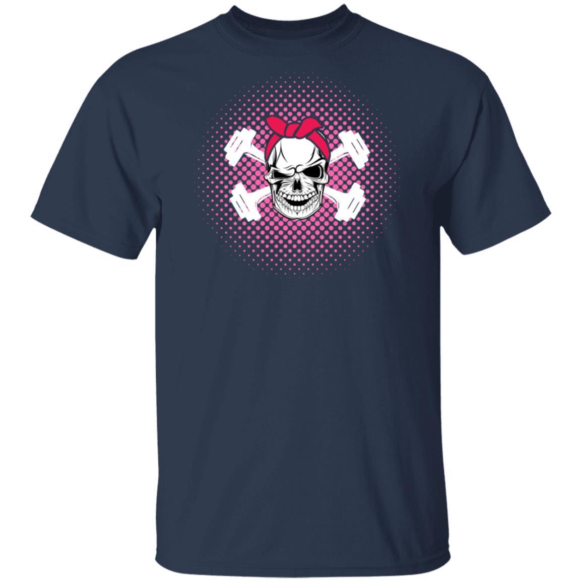 Badass Lifting Strength Training Skull Barbell Fitness-T-Shirt & Tank Top-Classic T-Shirt-Navy