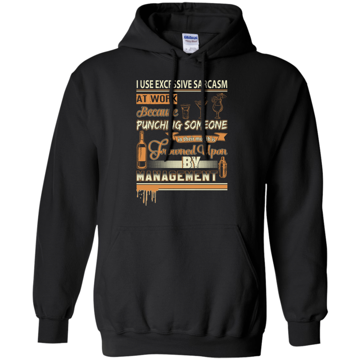 I Use Excessive Sarcasm At Work Bartender-T-Shirt & Hoodie-Pullover Hoodie-Black