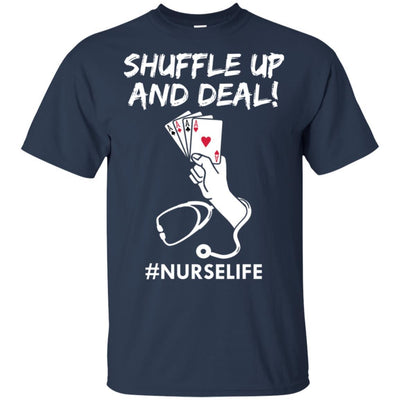 Funny Nurse Playing Cards Shuffle Up And Deal Poker-T-Shirt & Hoodie-Classic T-Shirt-Navy