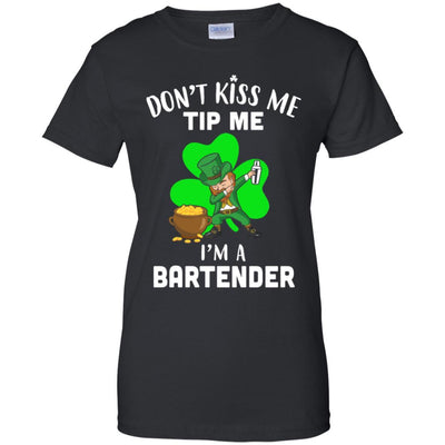 Funny Don't Kiss Me Tip Me I'm A Bartender St Patrick Day-T-Shirt & Hoodie-Women's T-Shirt-Black
