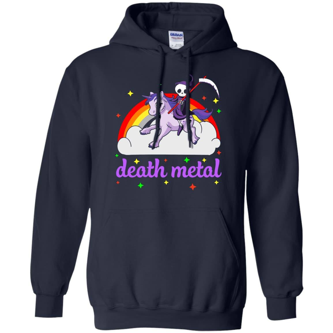 Death Metal Rocker Unicorn-T-Shirt & Hoodie-Pullover Hoodie-Navy