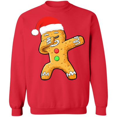 Dabbing Gingerbread Santa Christmas Kids Boys Xmas Cookie-T-Shirt & Sweatshirt-Crewneck Sweatshirt-Red