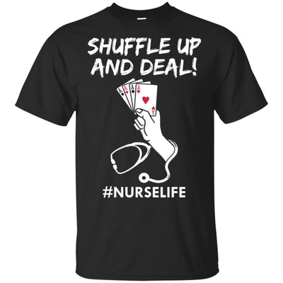Funny Nurse Playing Cards Shuffle Up And Deal Poker-T-Shirt & Hoodie-Classic T-Shirt-Black