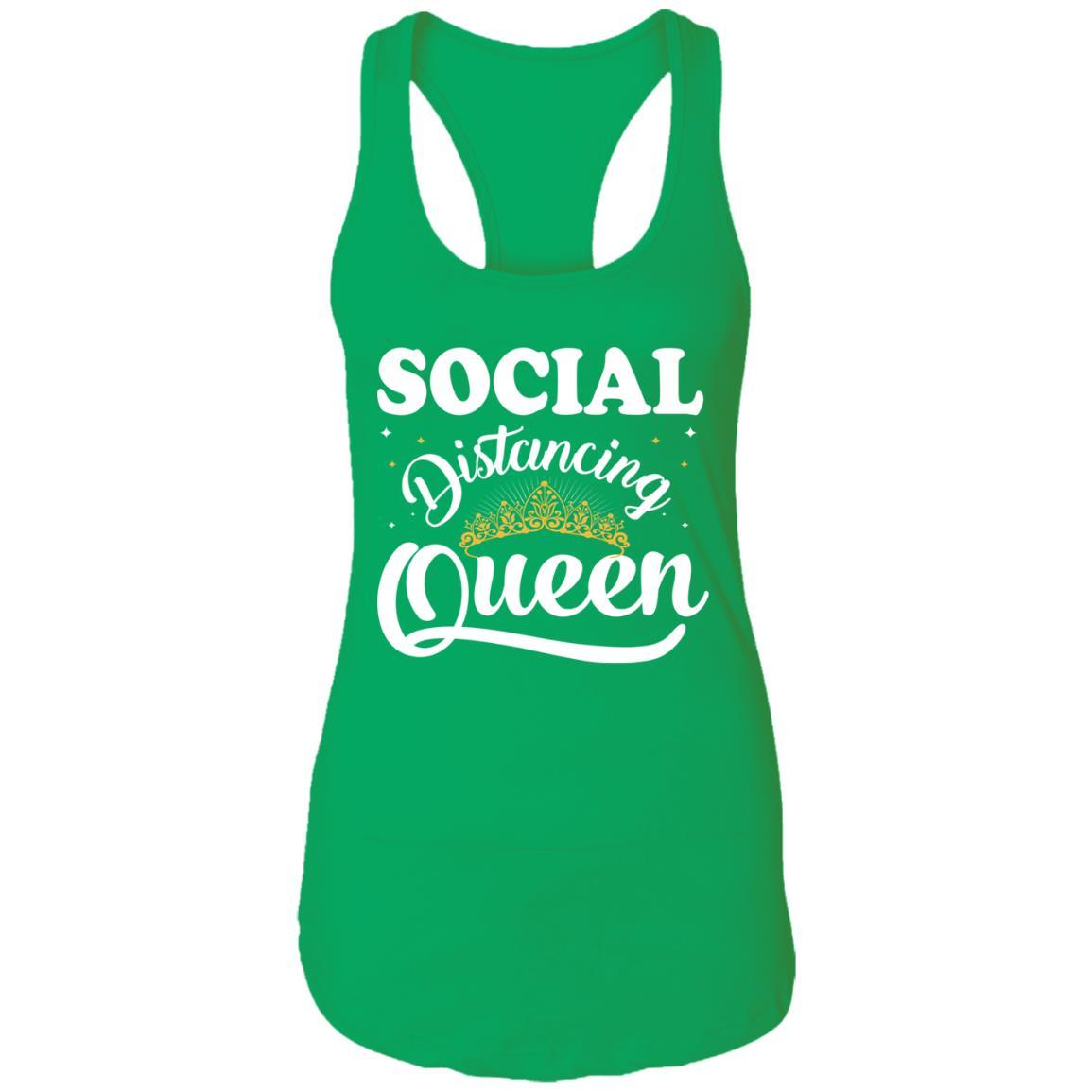 Social Distancing Queen Quarantine-T-Shirt & Tank Top-Women's Ideal Racerback Tank-Kelly Green